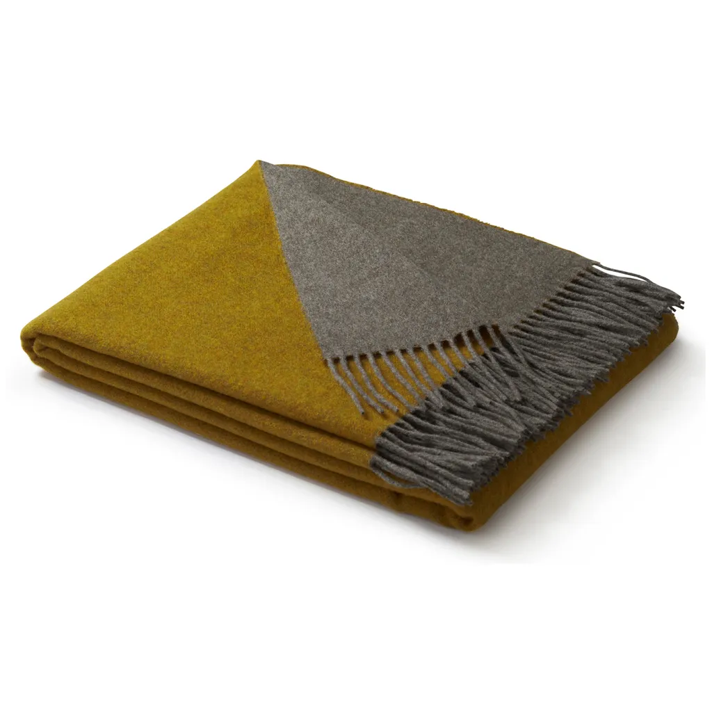 Soffice Plaid in Velluto 130x170 cm Grigio Scuro e Ocra per Famiglia