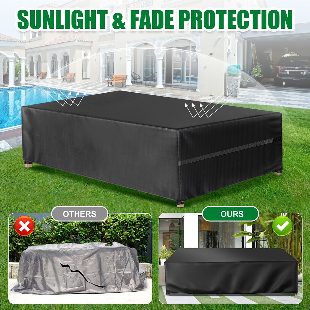 Abdeckplane Für Gartenmöbel - 270x180x90 Cm, Schwarz, 420D Oxford, Wasserdicht, Winddicht & UV-beständig