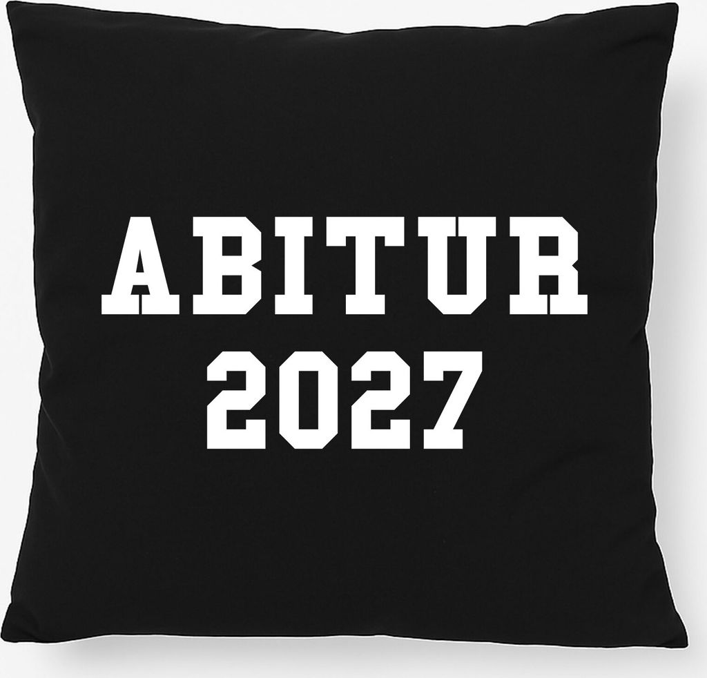 Huuraa Kissen Abitur 2027 ABI 40x40cm mit Füllung Black Baumwolle Dekokissen Geschenkidee