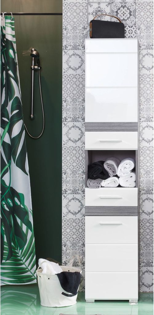 trendteam Bad Hochschrank SetOneRauchsilber Sardegna Produktbild 5
