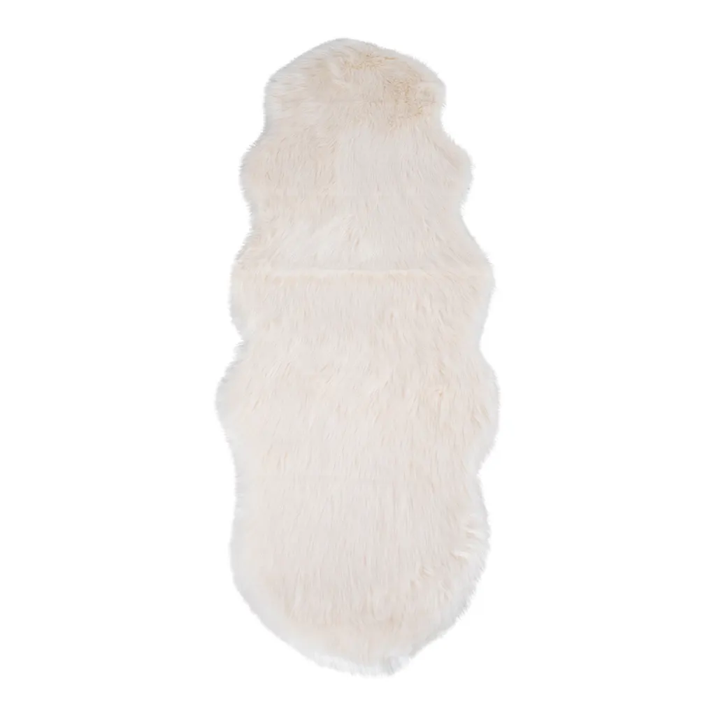 Descente de Lit Imitation Peau de Mouton 60x180 cm Blanche Laila