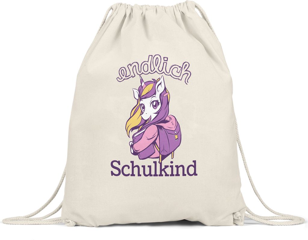 Einhorn Turnbeutel Gymsack als Geschenk zur Einschulung Schulbeginn Schulstart für Schulanfänger Erstklässler Schule
