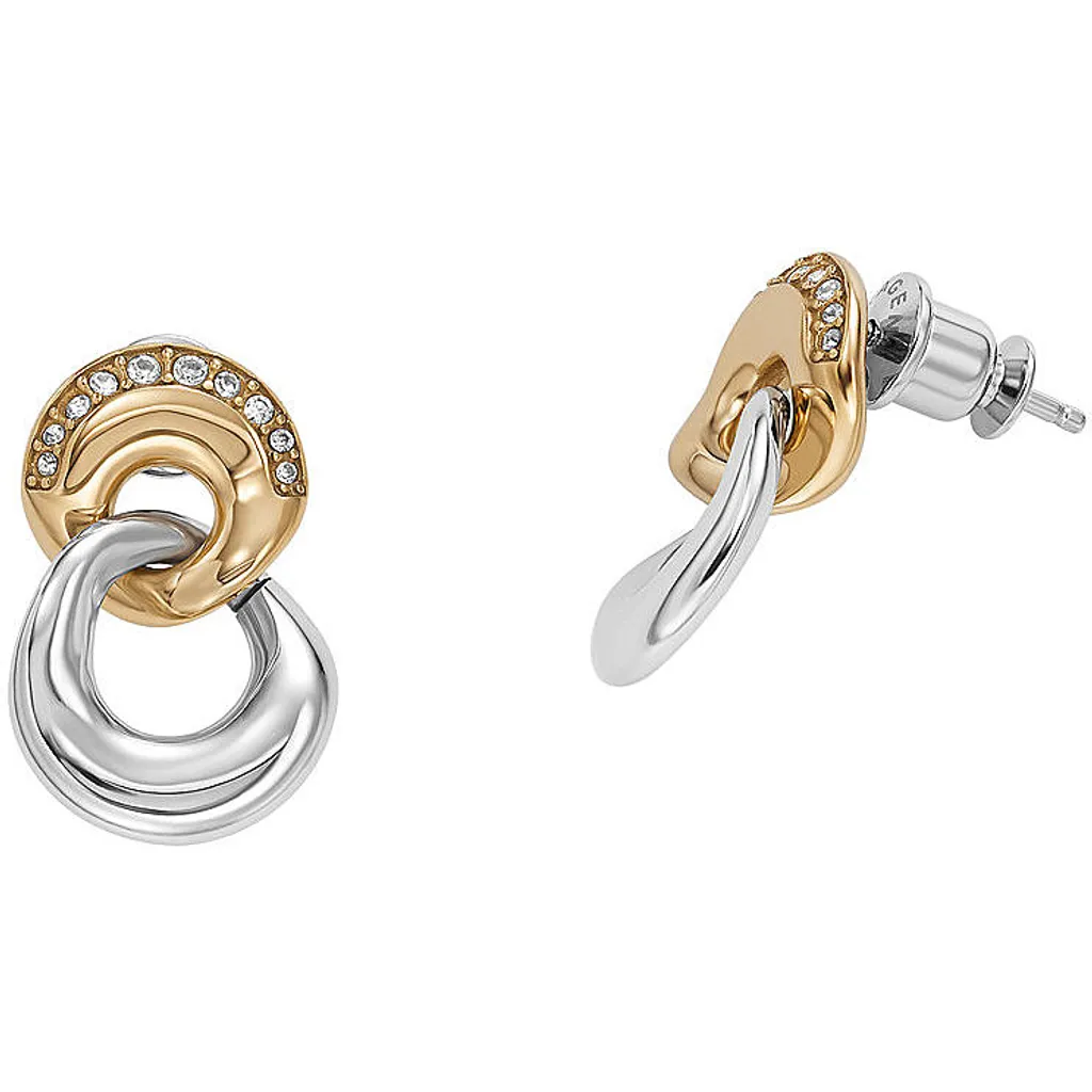 Skagen Orecchini da donna in acciaio inossidabile o semipreziosi con chiusura a filo aperto Skagen Agnethe, Oro Rosa e Argento