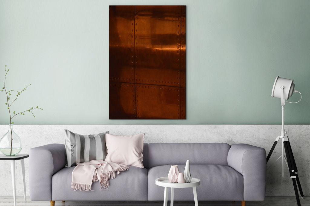 OneMillionCanvasses - Leinwandbilder - 90x140 cm, Bleche mit einer Kupferstruktur, Wandbilder Kunstdruck Wanddekoration - Wandschmucke - Schlafzi...