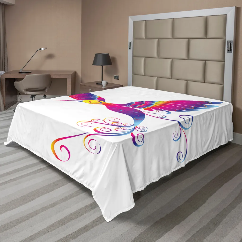 Drap plat décoratif Colibri et Tournesols en grand format 275x260 cm