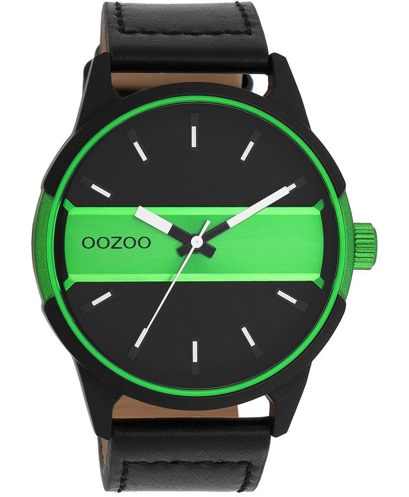 Oozoo Armbanduhr schwarz Leder Timepieces Herren Analog-Quarzuhr UOC11234