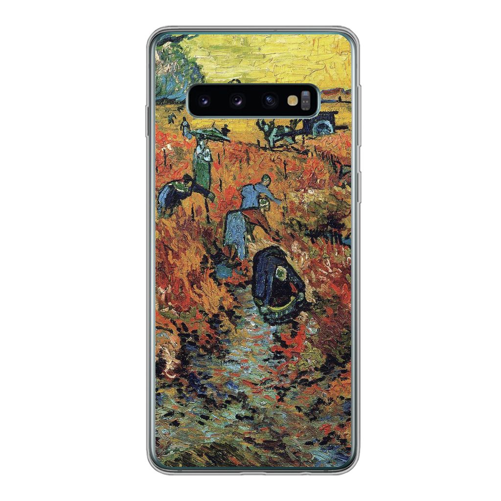 MuchoWow Handyhülle Schutzhülle Hülle für Samsung Galaxy S10 Der rote Weinberg - Vincent van Gogh Silikon Softcase Handy Hülle - Handytasche