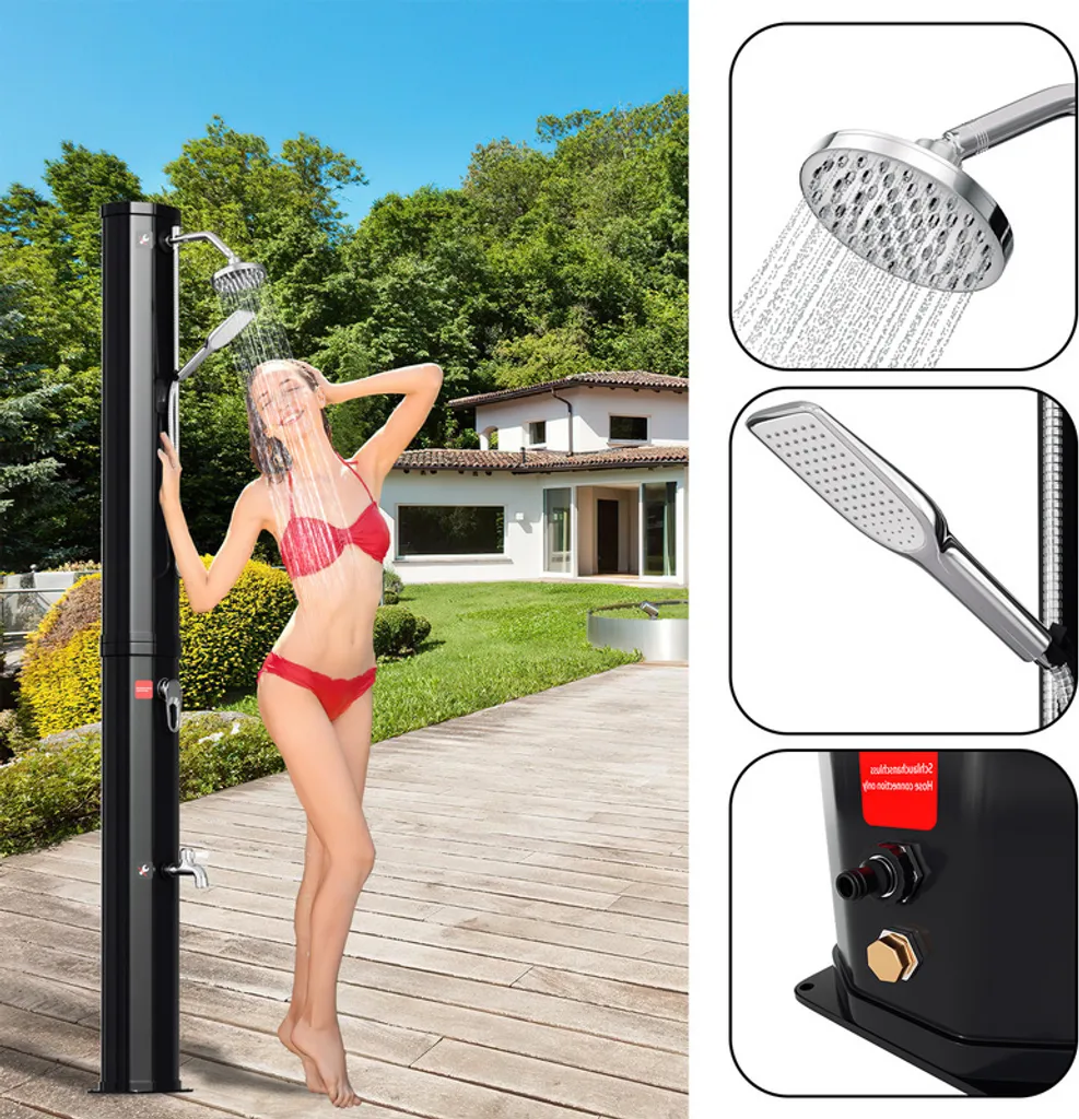 TolleTour doccia solare Doccia solare da giardino Doccia doccia da piscina Doccia da campeggio 40L (con copertura protettiva, con doccetta)