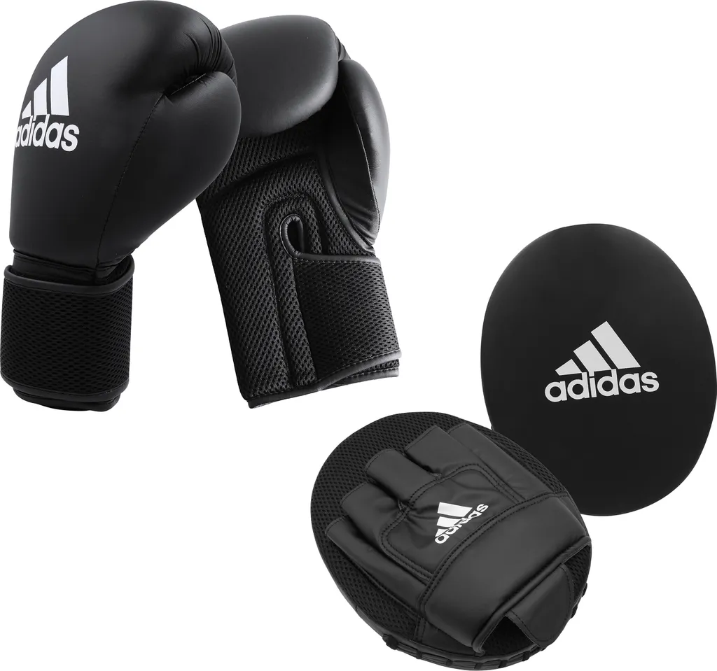 Kit boxe Adidas Adiboxing adulte avec gants ergonomiques et maintien renforcé