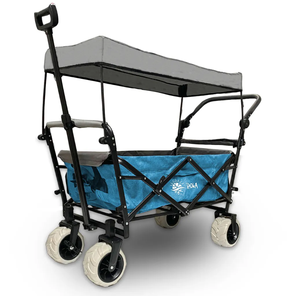 Rijoka Carrello a Mano Pieghevole Outdoor - Ruote Cross e Tettoia