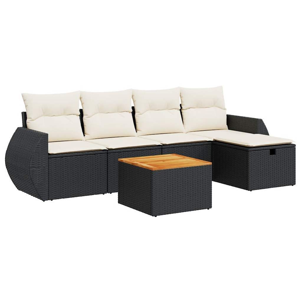 "WINTER SALE" 6-tlg. Garten-Lounge-Set - elegantes Design - Sitzgruppe/Gartengarnitur - mit Kissen Schwarz Poly Rattan - Terassenmöbel NeuMöbel53...