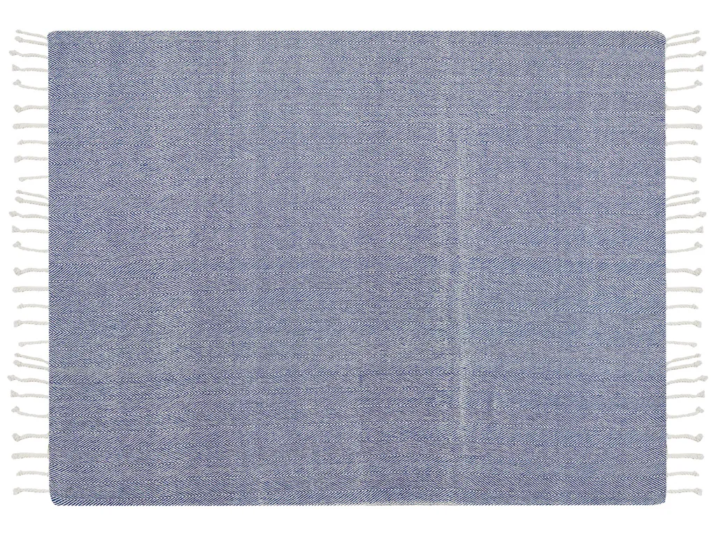 Couverture bleue coton 130x160 cm idéale pour chambre au style bohème - 4