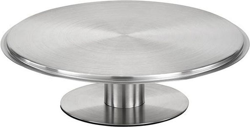 APS 463 Servier- und Tortenplatte, drehbar, Edelstahl, Ø 30,5 cm, Höhe 9 cm, möbelschonende Unterseite