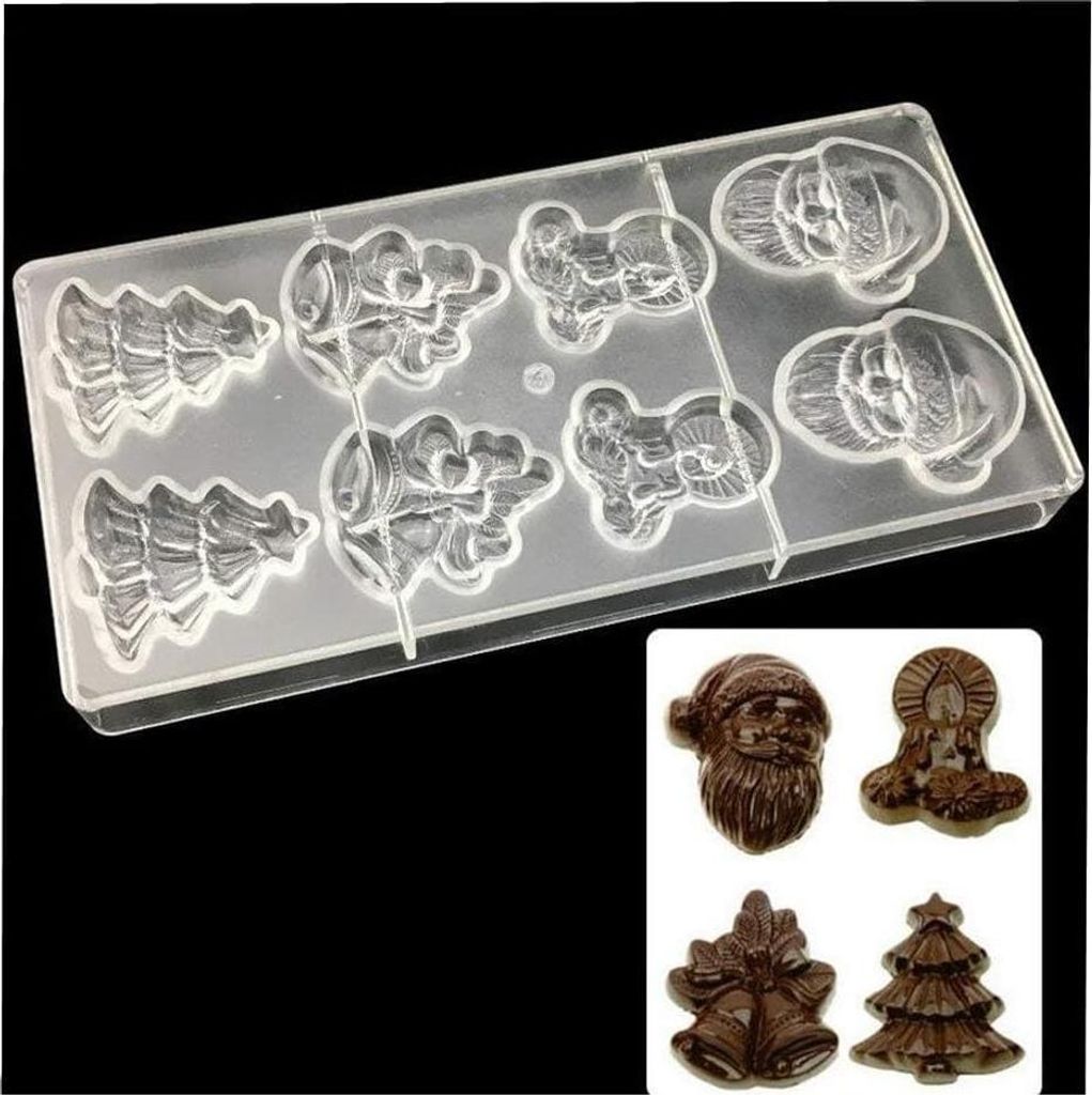 Polycarbonat-Schokoladenform in mehreren Formen, handgefertigte transparente Schokoladenform für PC, Weihnachtsschokoladenform, Gelee-Dessertform