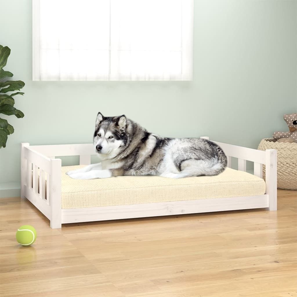 "2026 Promotion" Hundebett Weiß 105,5x75,5x28 cm Massivholz Kiefer - Hundebetten CC29770