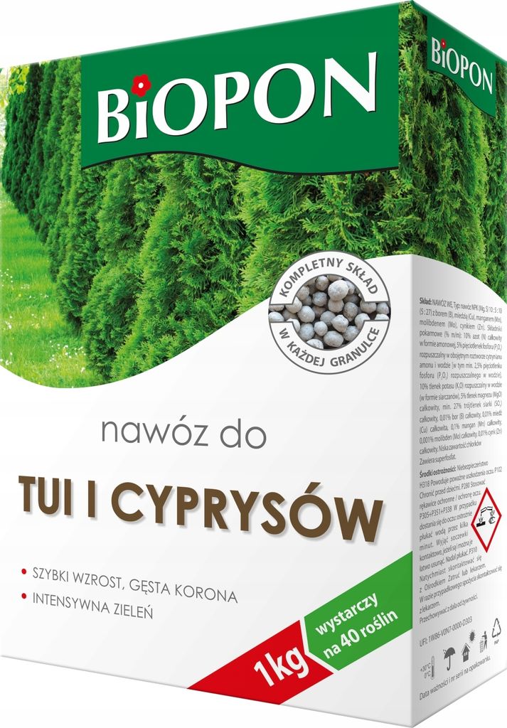 Tuhé hnojivo pre tuje a cypriše 1 kg BIOPON Obrázok produktu 