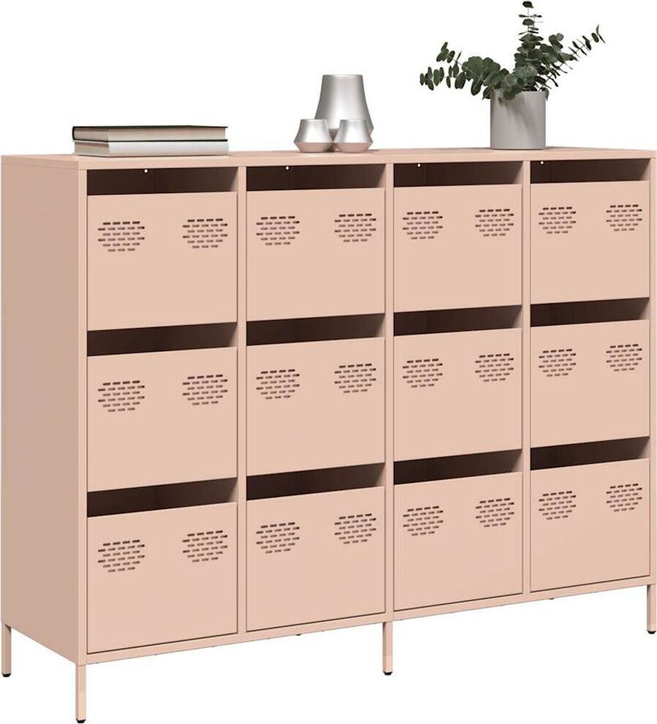 vidaXL Sideboard Rosa 135x39x103,5 cm Kaltgewalzter Stahl