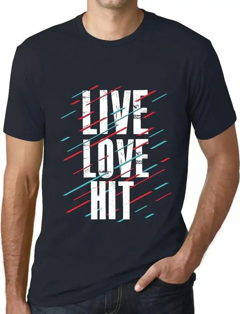 Herren Grafik T-Shirt Live Love & Hit Öko-Verantwortlich Vintage Jahrgang Kurzarm Lustige Druck Geburtstag Geschenk Mann