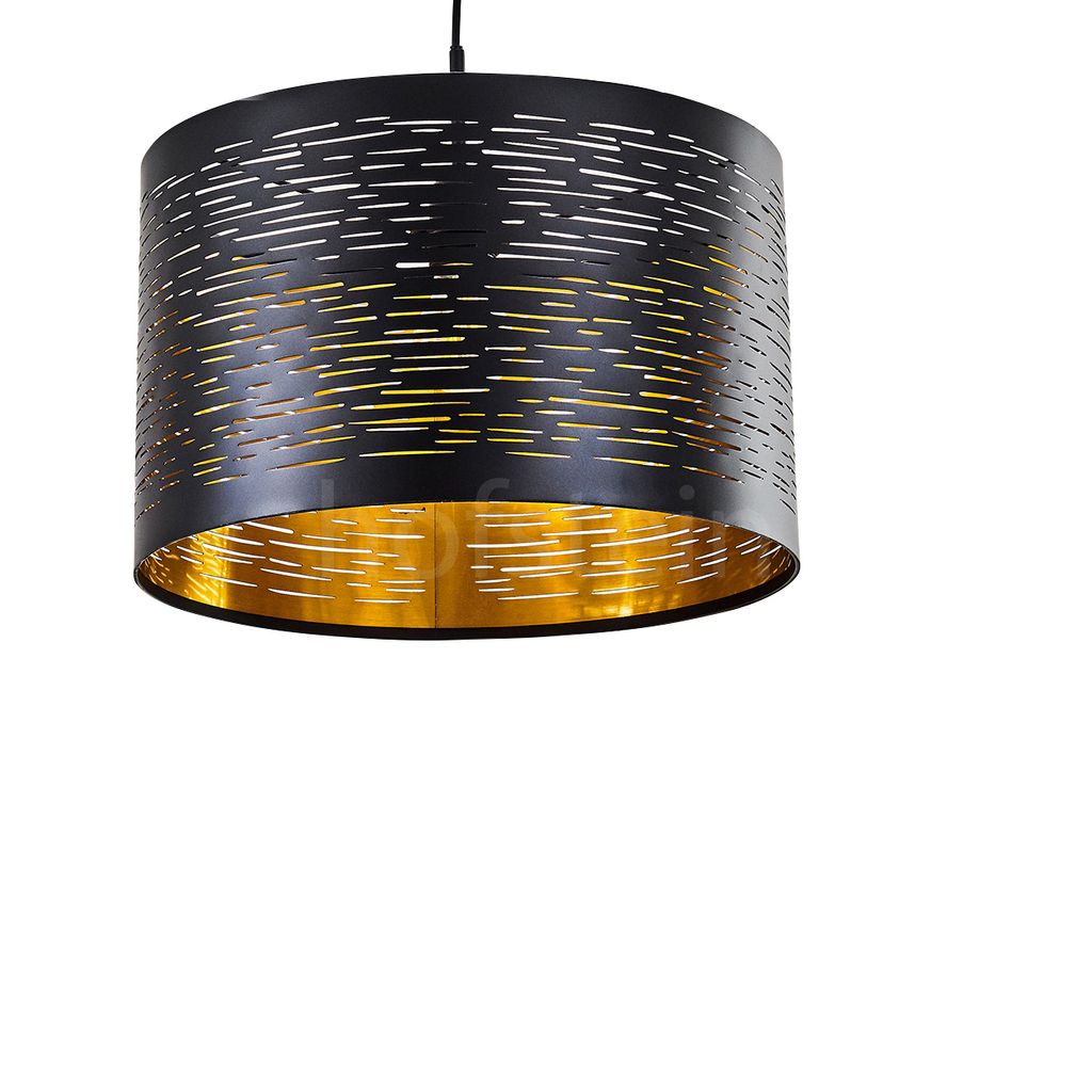 Vigone »Vigone« runde Hängelampe aus Metall/Kunststoff, Schwarz/Gold, Muster