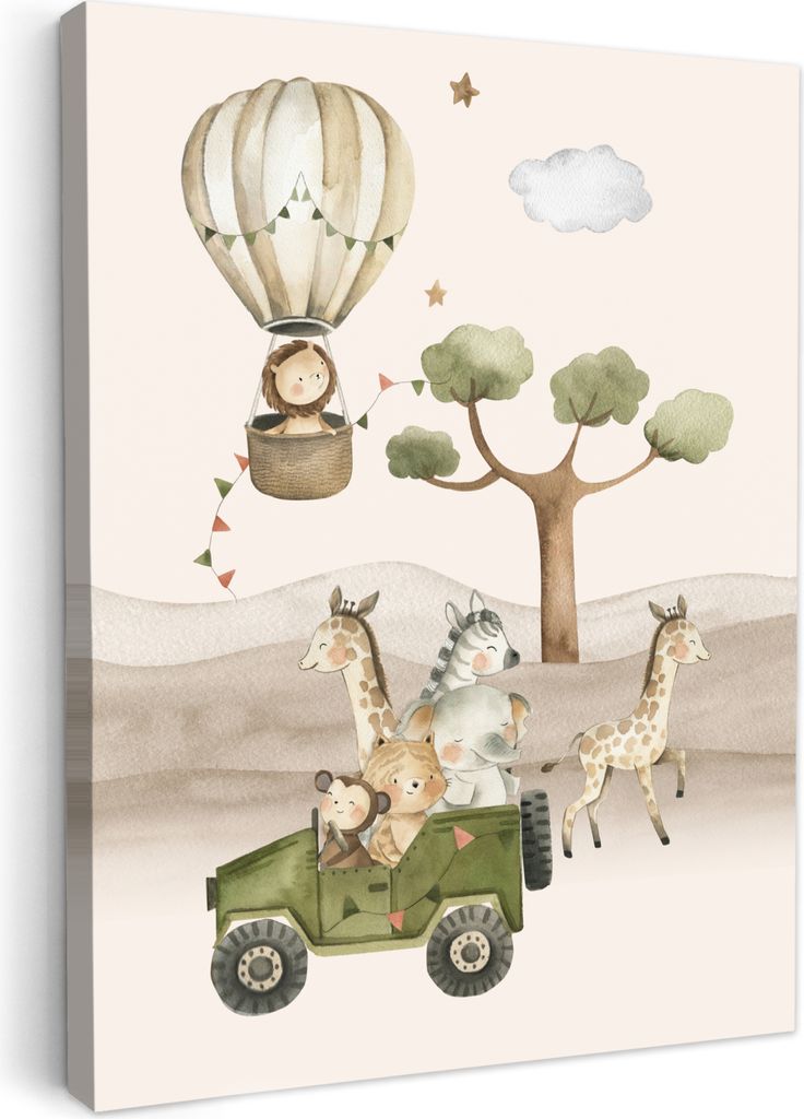 Wanddeko 60x80 cm - Kinder Bohemian - Safari - Heißluftballon, Wandbilder, Wanddeko Wohnzimmer, Bild