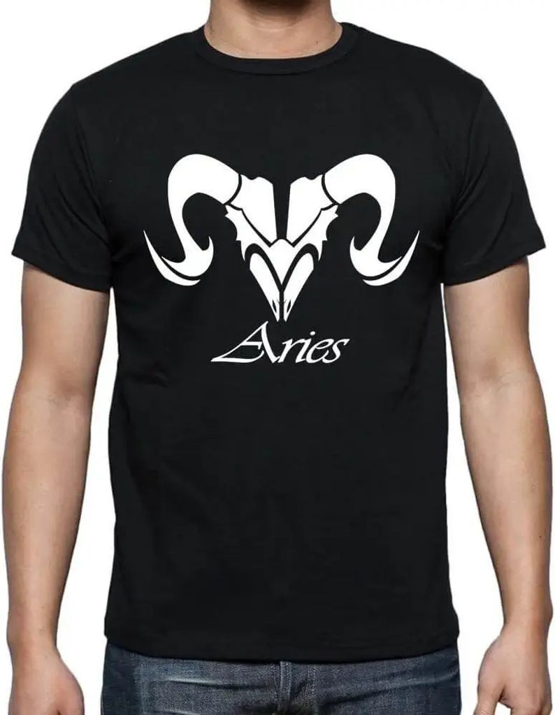 Herren Grafik T-Shirt Widder Stammestattoo 2 – Aries Tribal Tattoo 2 – Öko-Verantwortlich Vintage Jahrgang Kurzarm Lustige Druck Geburtstag Ge...