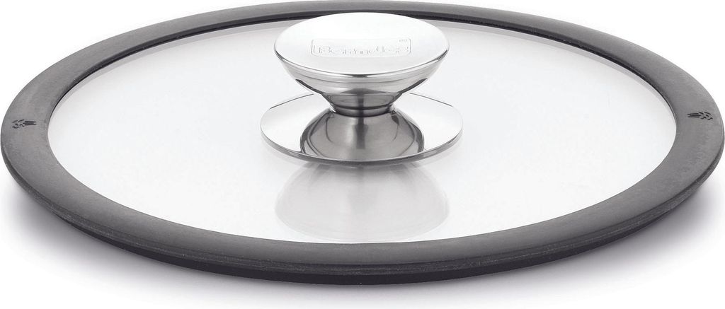 Glasdeckel mit schwarzem Silikonrand 24 cm, Glas, transparent