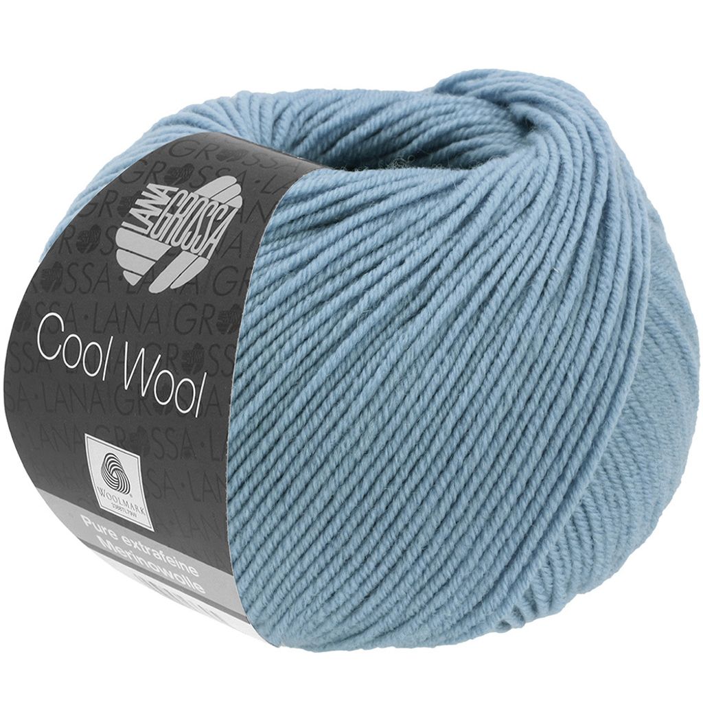 A ball of blue yarn with a label.