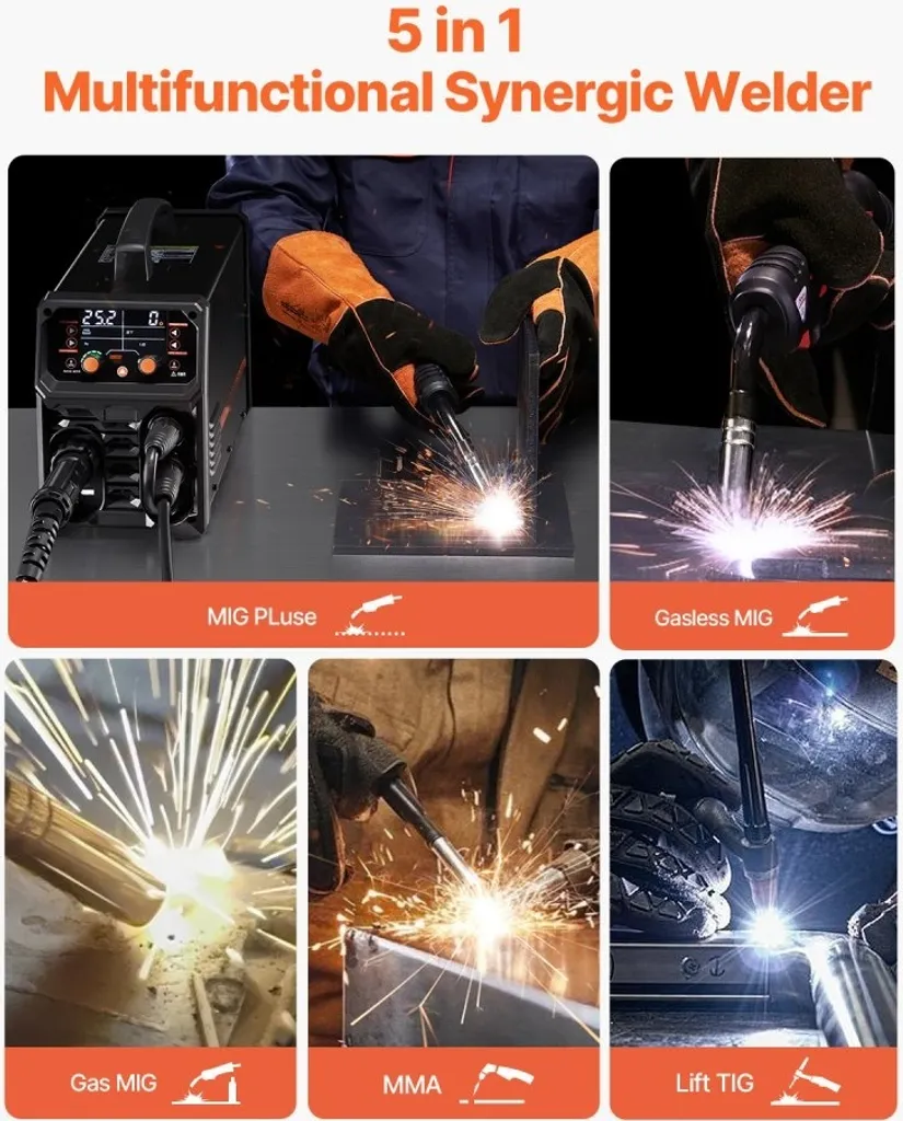 Combiné de soudage multiprocédés 250A 5-en-1 Synergique et Pulsé 8,2KVA - 2