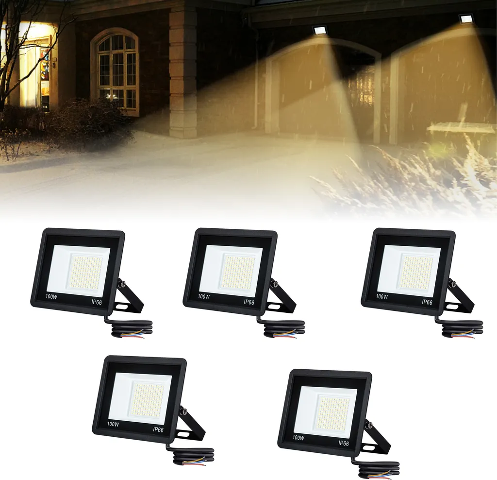 Projecteur LED Extérieur Anti-Pluie 100W Éclairage Puissant Garage