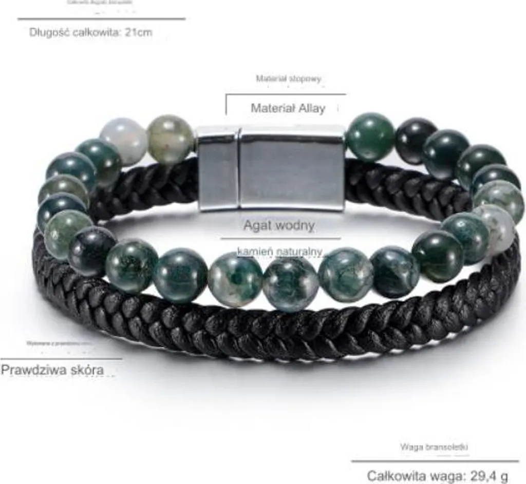 Bracelet cuir robuste agate indienne : un bijou durable et élégant