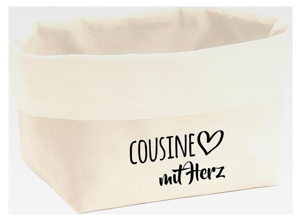 Utensilo Cousine mit Herz Geschenk 8 Liter Großer Canvas Baumwolle Aufbewahrungskorb Cousine Dekoration