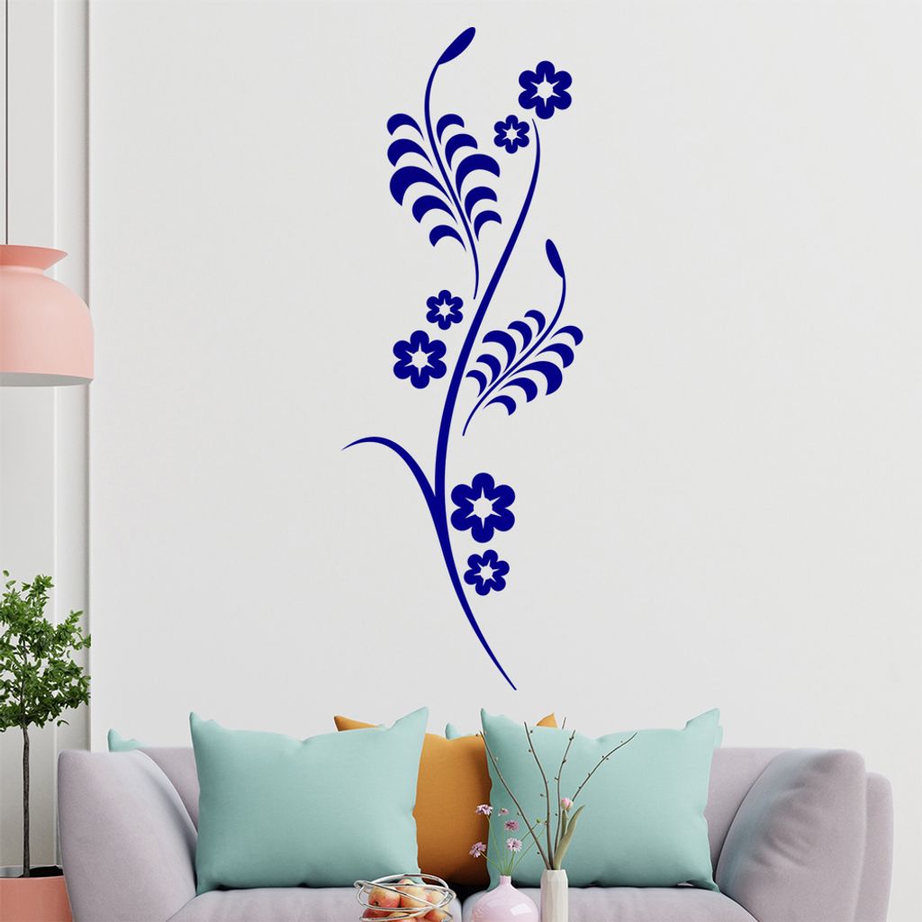 Sternen - Blüten - Pflanze Wandtattoo in 6 Größen - Wandaufkleber Wall Sticker - Dekoration, Küche, Wohnzimmer, Schlafzimmer, Badezimmer
