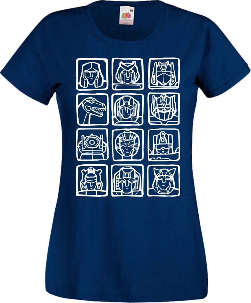 Damen T-Shirt Manga Anime Transformers Car Robots, Lady 2XL / Dunkelblau