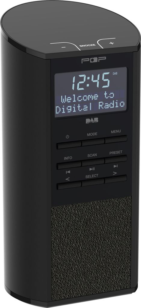 SAHAGA Radio 4W BT DAB+ FM BT Wecker Snooze SleepF. AuxIn FB sw POPTUBE SCHWARZ