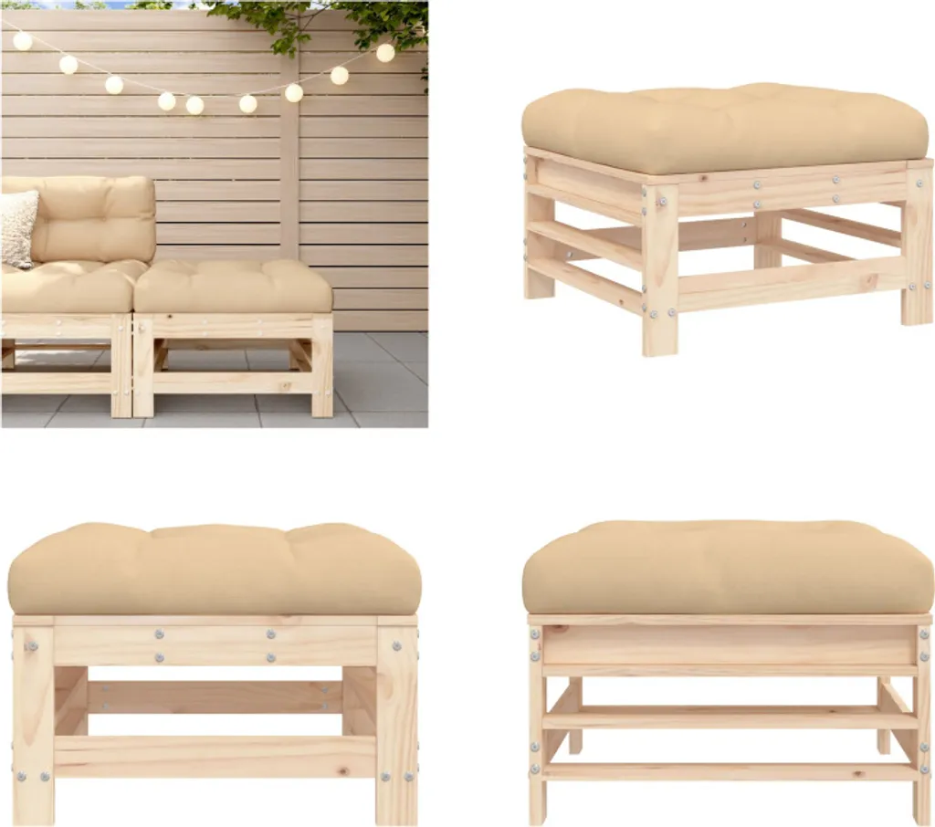 Sgabello Patio vidaXL in Legno Massiccio - Poggiapiedi Esterno Robusto
