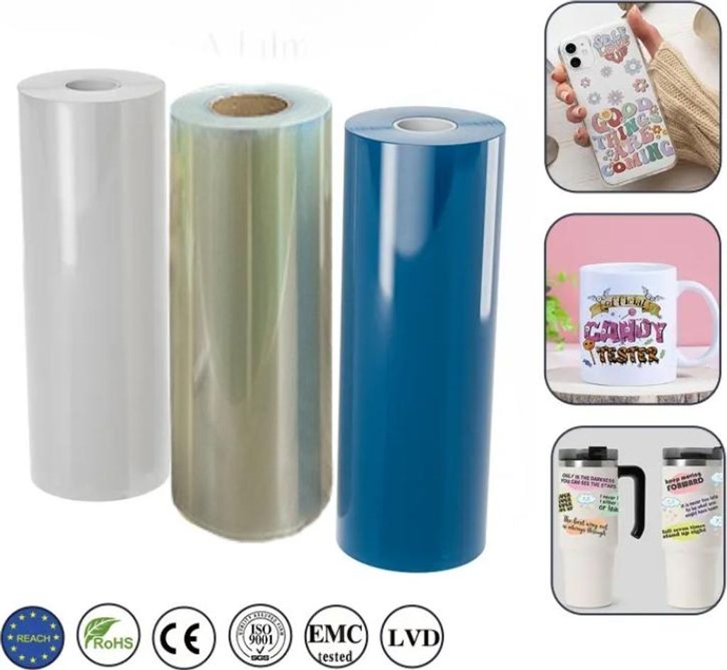 UV Druckfolie 30cm x 100m A-Folie + B-Folie (Weißgrundierte Druckfolie)
