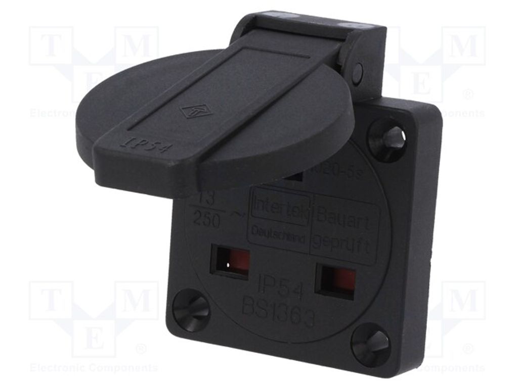1x Steckverbinder: zur AC-Stromversorgung 2P PE Buchse 250VAC 1020-5S Ein-Phasen-