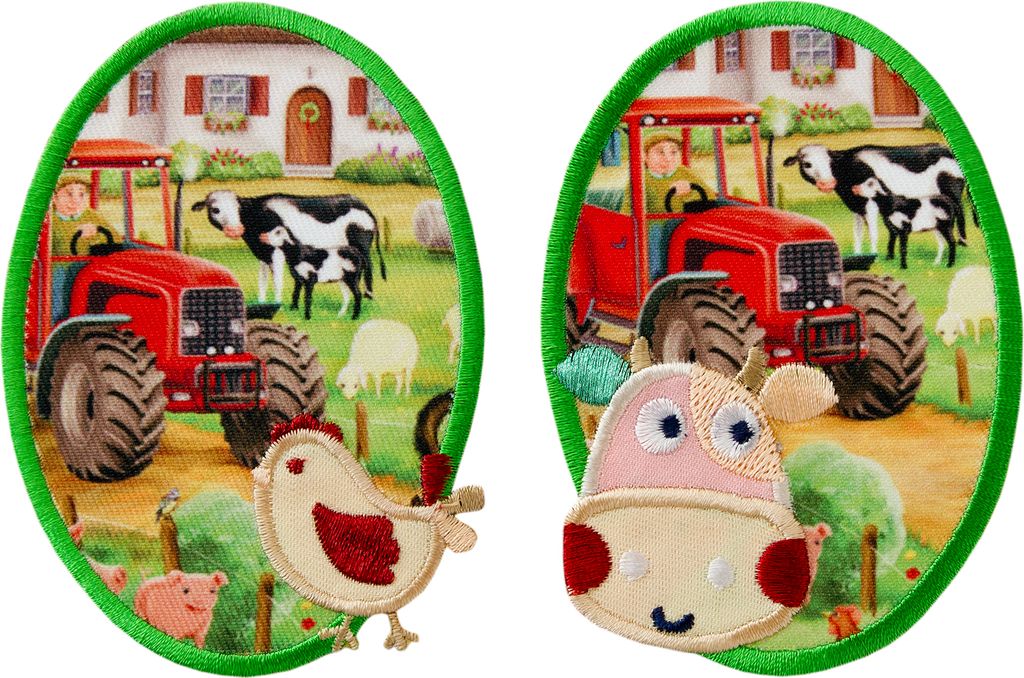 Mono Quick 14164 Flicken "Bauernhof" 2 Stück, Bügelbild, Oval Patches