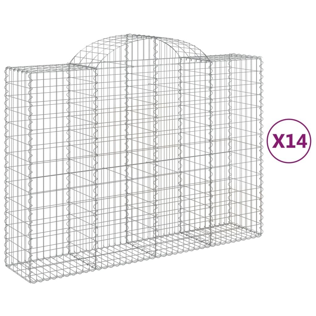 vidaXL Gabionen mit Hochbogen 14Stk. 200x50x140/160cm Verzinktes Eisen