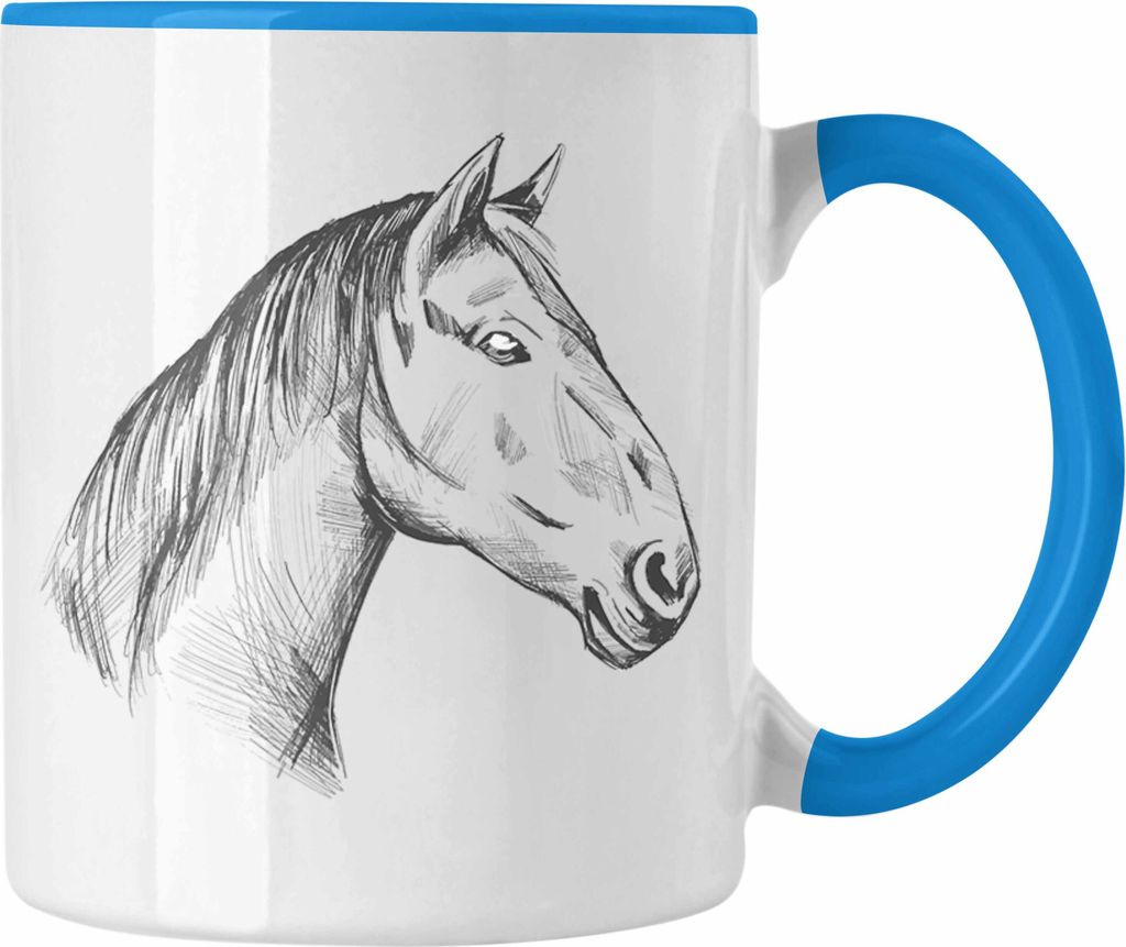 Pferde Tasse Lustig Reiterin Geschenk Pferde Geschenke Mädchen Pferdeliebhaber (Blau)