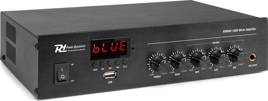 Power Dynamics PDM45 100V Mixer-Verstärker mit BT und Mediaplayer 45W