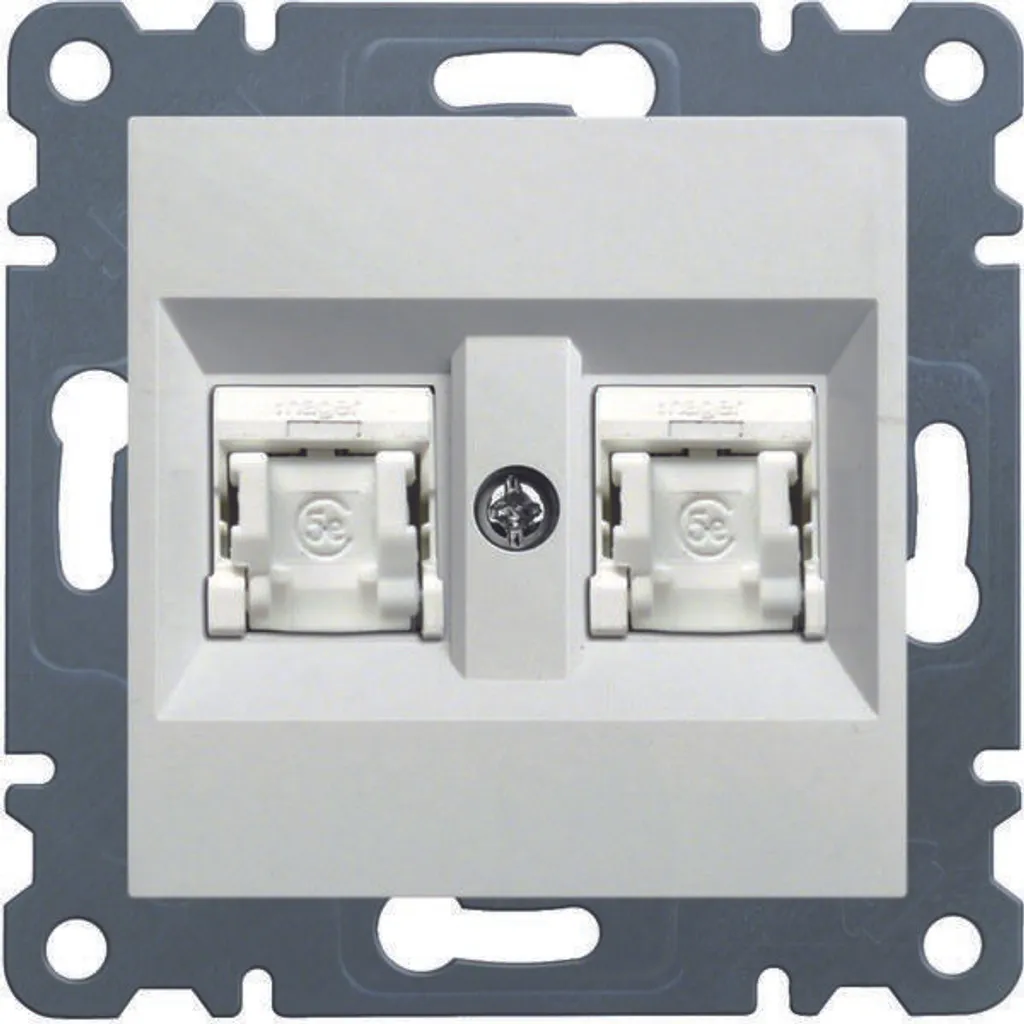 Prise double RJ45 cat.5e UTP Hager Lumina WL2120 blanc haute qualité