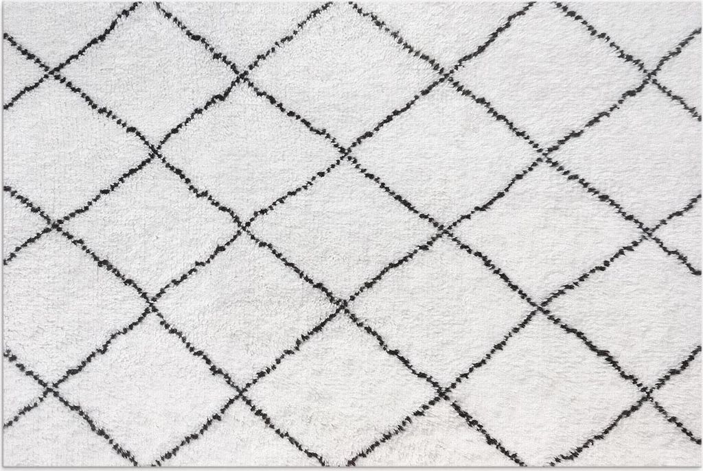 Schwarze Linien Muster Nachahmung Plüsch – Vinylteppich – 150x225 cm – Outdoor Teppich – Terrasse – Wetterfest – Modern