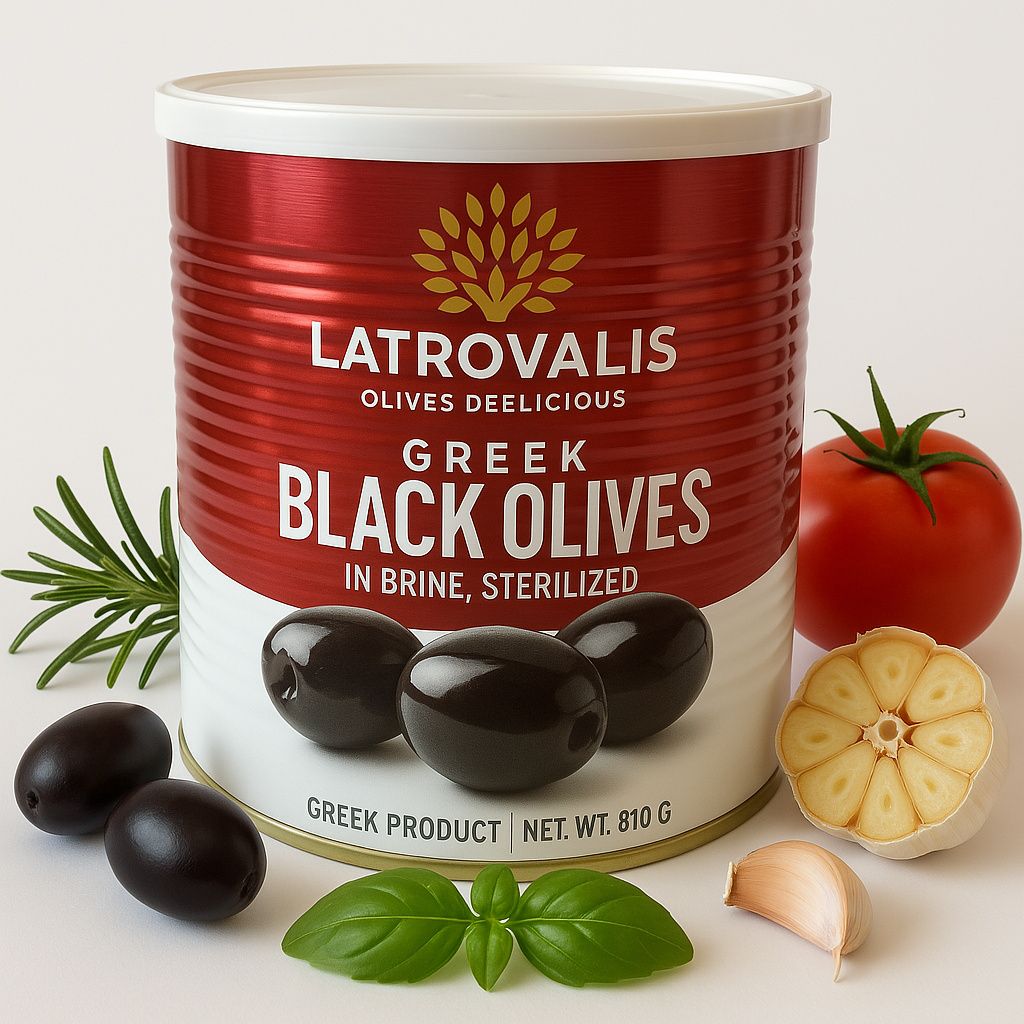 atrovalis Schwarze Oliven mit Stein 400 g – Griechische Produktbild 