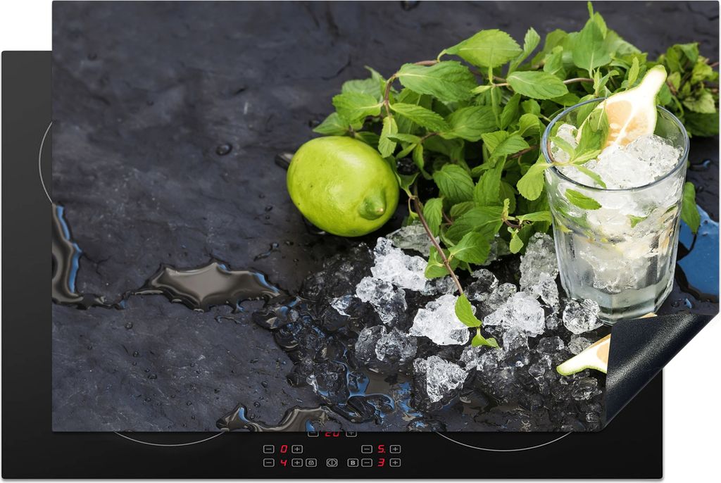 KitchenYeah Herdabdeckplatte Cocktail - Mojito - Eiswürfel , 81x52cm, Küche Deko, Glaskeramikfeld Herdabdeckung, Abdeckplatte fùr Kochfeld
