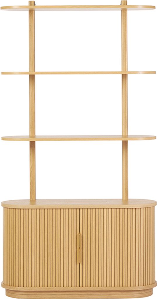 Miliboo - Bibliothek aus hellem Eichenholz mit 2 Schiebetüren, L90 cm EPIC