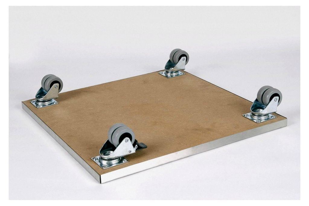 Möbelroller/Pflanzenroller 50x50 cm, Edelstahl, 300 kg, Doppelrollen mit Bremse, hergestellt in Deutschland