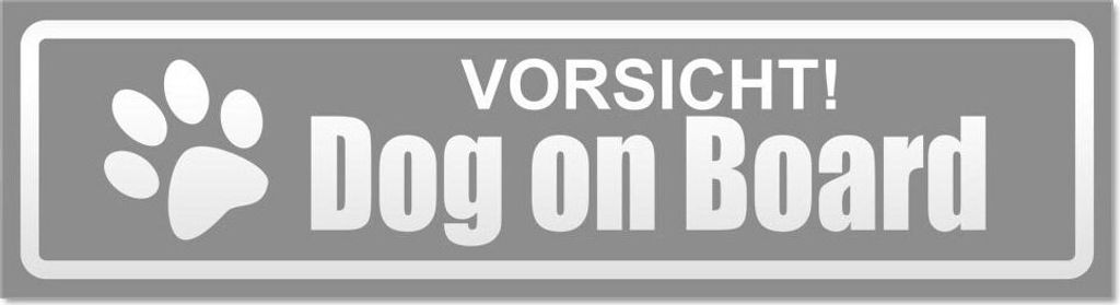 Kiwistar - Autoaufkleber - Grau - 60 x 16 cm - Vorsicht! Dog on Board invertiert - Hinweis Aufkleber Sticker für Auto, Kfz, Fahrrad, PKW, LKW