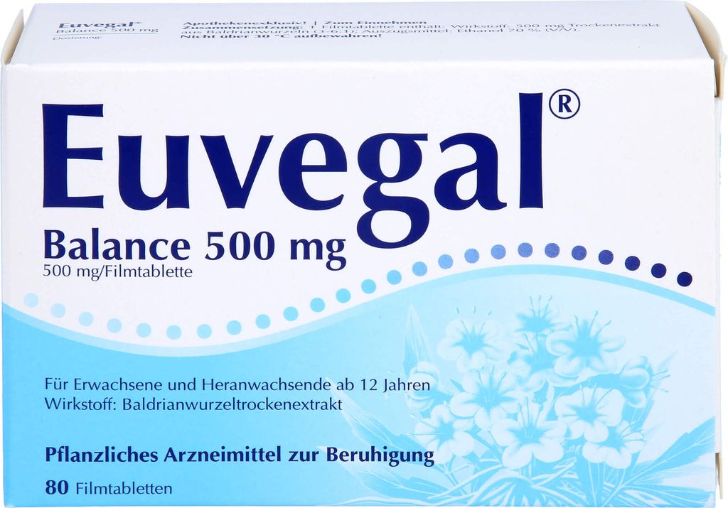 Euvegal Balance 500 mg Filmtabletten zur Beruhigung, 80 St. Tabletten