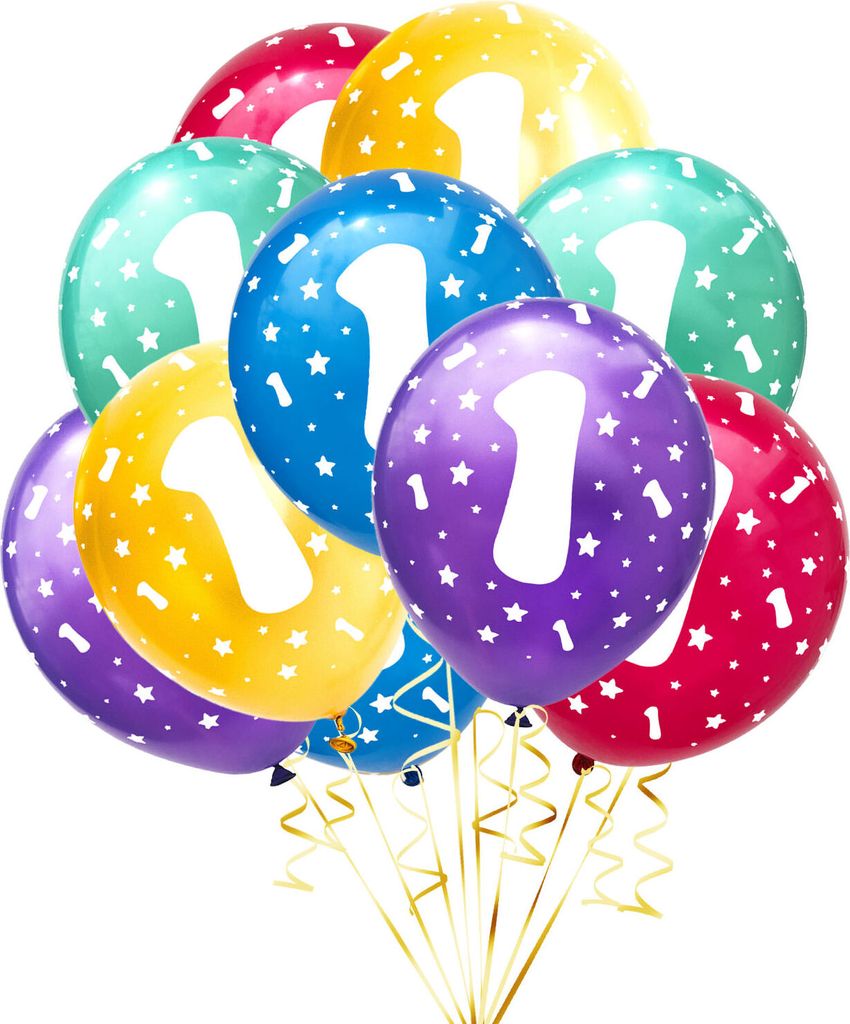 Oblique Unique Luftballon Set Zahl 1 für 1. Geburtstag Kindergeburtstag Party 10 Deko Ballons Geburtstagsdeko bunt
